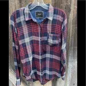 RAILS Plaid Navy Red Button Front Shirt (S)